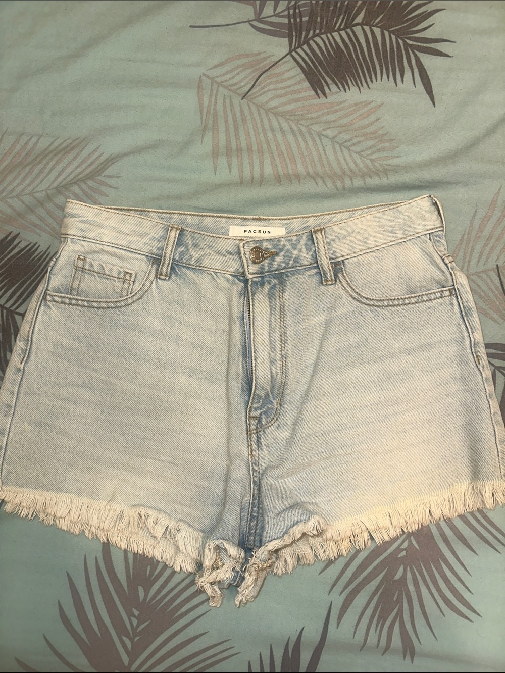 PacSun Light Blue Frayed Hem Denim Shorts